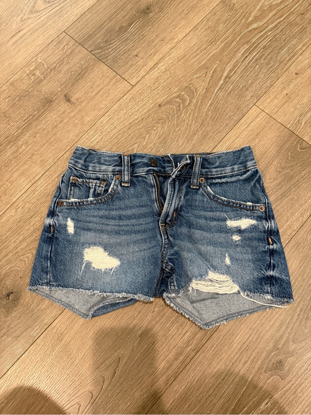GAP Distressed Mid-Blue Denim Cutoff Shorts